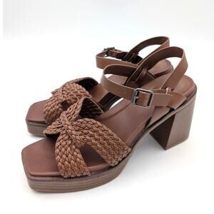 MIA Rayan Braided Platform High Heel Sandal Women's Brown Size US8.5 EU39